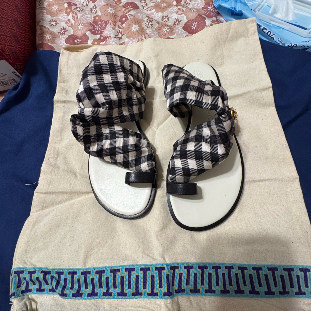 Checkered Black and White Women's Sandals
